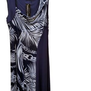 Linea Domani Palm Print Sleeveless Dress Medium Tropical